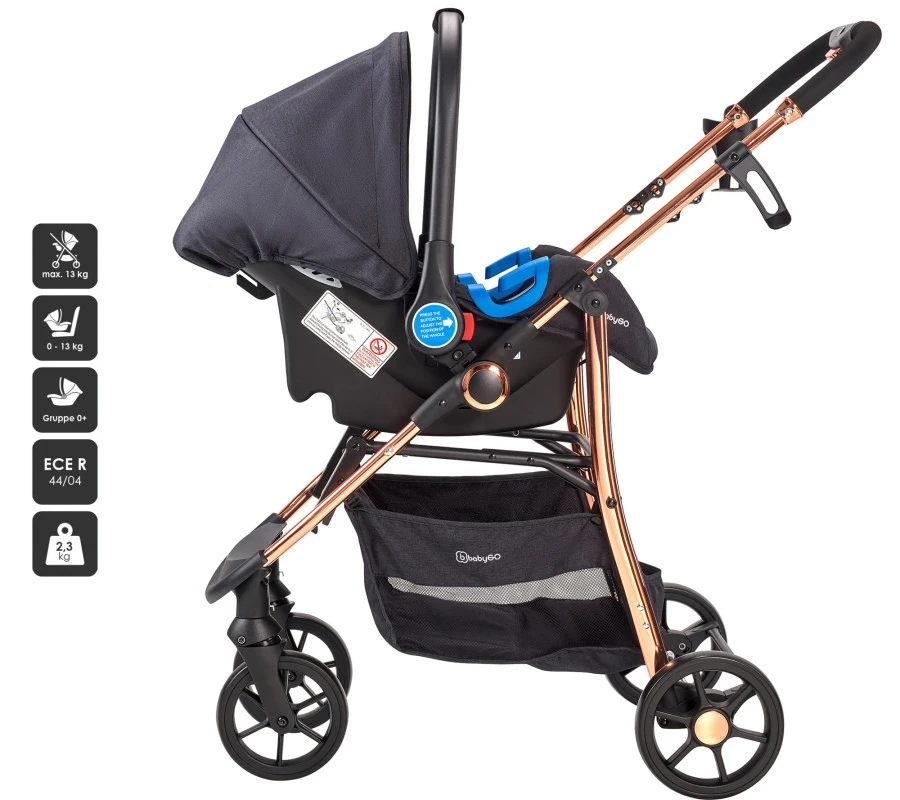 Babygo Style Black Rose 3-in-1 Kinderwagen Incl. Autostoel 6321 7 Babygo Style Black Rose 3-in-1 Kinderwagen Incl. Autostoel 6321 - Afbeelding 5
