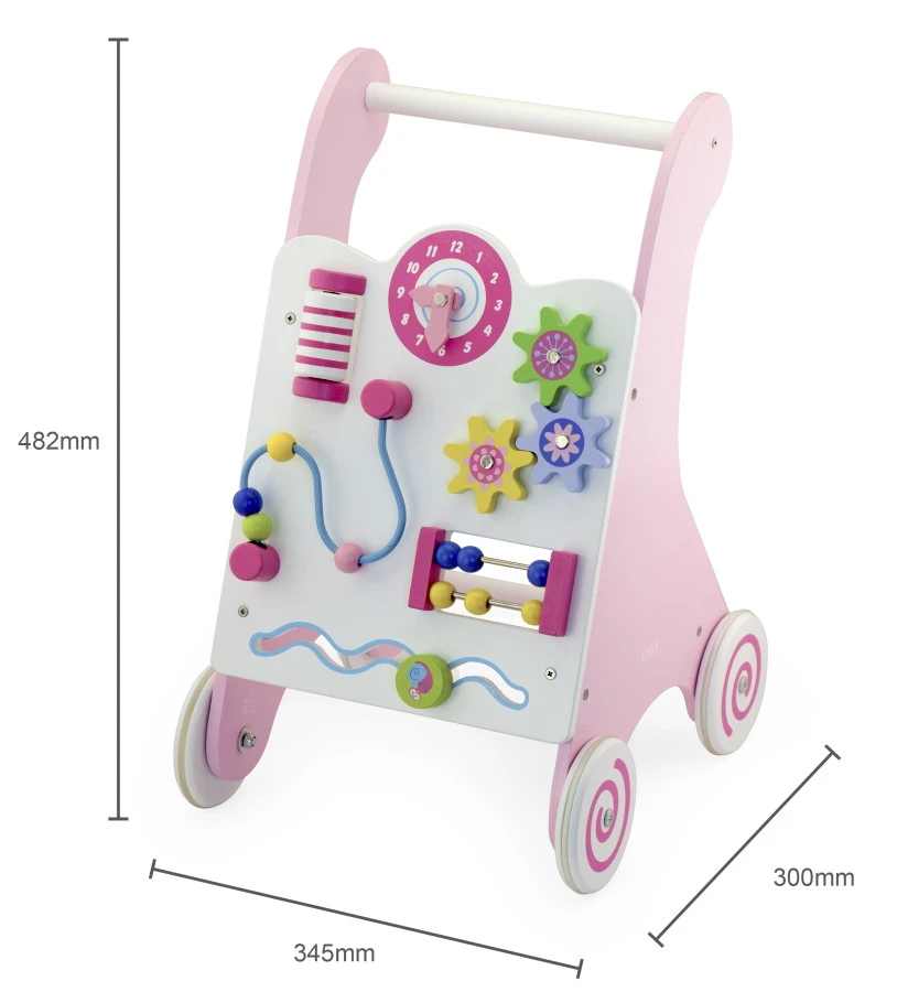 Viga Activity Walker Roze Houten Loopwagen 50178 4 Viga Activity Walker Roze Houten Loopwagen 50178 - Afbeelding 2