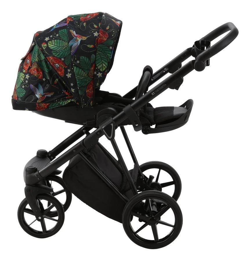 Adamex Porto Flowers Special Edition Black/Rose 2-in-1 Kinderwagen FL-8 - Afbeelding 5