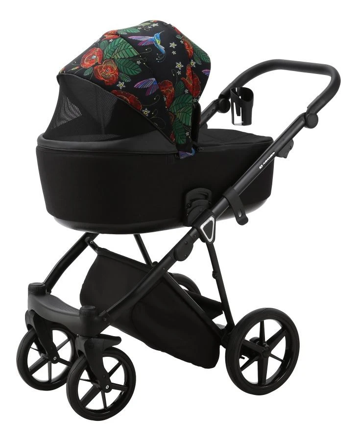 Adamex Porto Flowers Special Edition Black/Rose 2-in-1 Kinderwagen FL-8 - Afbeelding 4