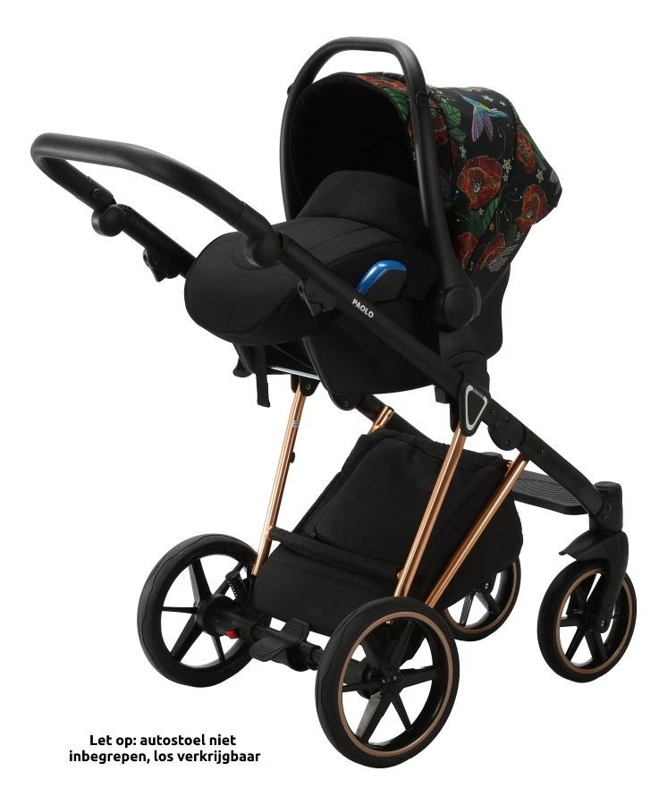 Adamex Porto Flowers Special Edition Black/Rose 2-in-1 Kinderwagen FL-8 - Afbeelding 8
