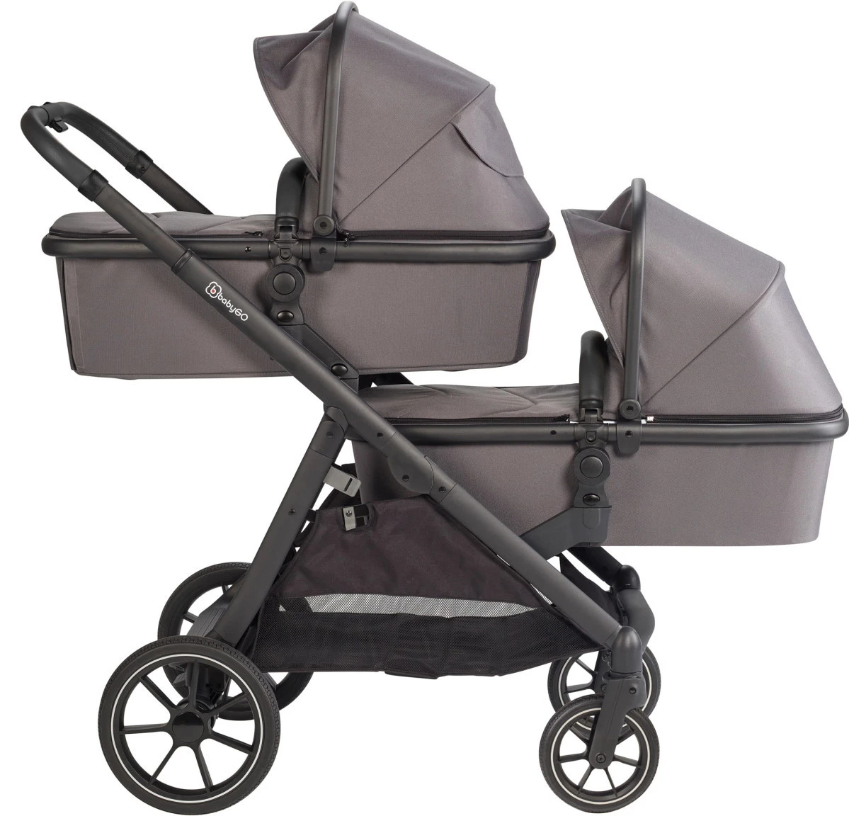 Babygo Duo Mega Grey Tandem Kinderwagen Incl. 2 Autostoelen 78001 4 Babygo Duo Mega Grey Tandem Kinderwagen Incl. 2 Autostoelen 78001 - Afbeelding 2
