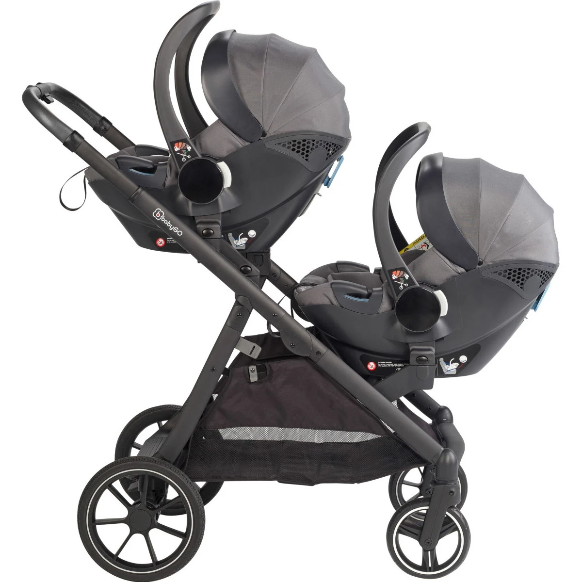 Babygo Duo Mega Grey Tandem Kinderwagen Incl. 2 Autostoelen 78001 12 Babygo Duo Mega Grey Tandem Kinderwagen Incl. 2 Autostoelen 78001 - Afbeelding 10