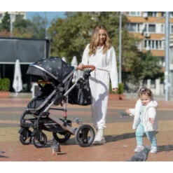 Cangaroo Gala Dark Grey/Silver 3-in-1 Combi Kinderwagen Incl. Autostoel. -Bekend Babyartikelen Winkel cangaroo gala black leather 3 in 1 combi kinderwagen incl. autostoel 1