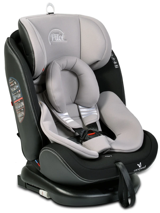Cangaroo Pilot Light Grey Leather SPS Isofix 360° 0-36 Kg Autostoel Met Zonnekap - Afbeelding 3