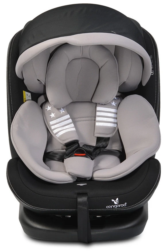 Cangaroo Pilot Light Grey Leather SPS Isofix 360° 0-36 Kg Autostoel Met Zonnekap - Afbeelding 2