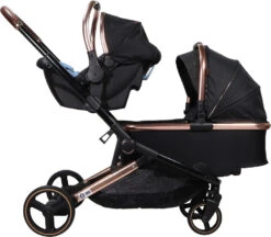 Ding Amigo Black/Rose Tweeling Kinderwagen Incl. 2 Autostoelen DI-191711 -Bekend Babyartikelen Winkel ding amigo black rose tweeling kinderwagen incl. 2 autostoelen di 191711 2