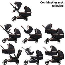Ding Amigo Black/Rose Tweeling Kinderwagen Incl. 2 Autostoelen DI-191711 -Bekend Babyartikelen Winkel ding amigo black rose tweeling kinderwagen incl. 2 autostoelen di 191711 6