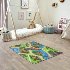 Kids Corner Playcity/Dino 95x113 Cm Omkeerbaar Vloerkleed En Speelmat -Bekend Babyartikelen Winkel kids corner playcity dino 95x113 cm omkeerbaar vloerkleed en speelmat 5 1