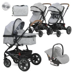 Lorelli Lora Cool Grey Elephants 3-in-1 Combi Kinderwagen Incl. Autostoel 1002128-2123D -Bekend Babyartikelen Winkel lorelli lora cool grey elephants 3 in 1 2