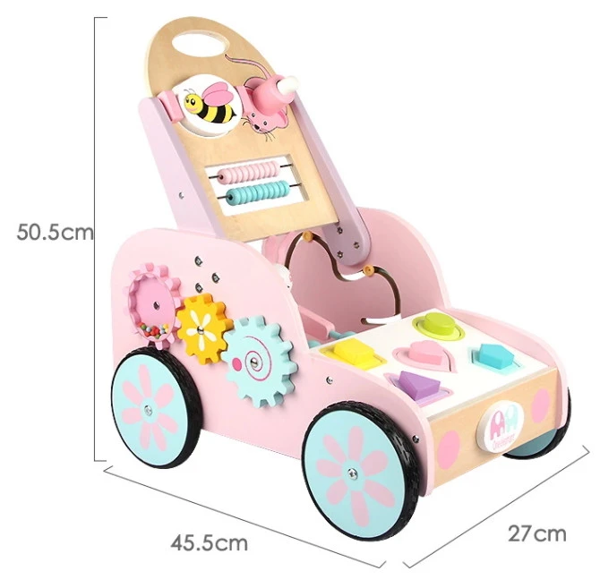 Eco Toys Roze Houten Activiteiten Loopwagen HC494888 5 Eco Toys Roze Houten Activiteiten Loopwagen HC494888 - Afbeelding 3