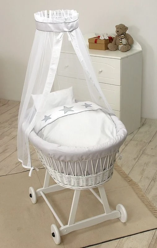 MamaLoes Grey Star De Luxe Wit Baby Wiegje 66759 3 MamaLoes Grey Star De Luxe Wit Baby Wiegje 66759