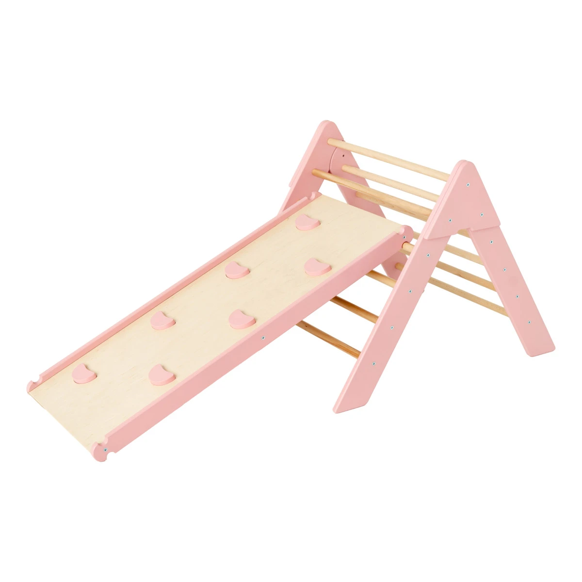 Luna Toys Roze Houten Klimrek Met Glijbaan LU-36974 3 Luna Toys Roze Houten Klimrek Met Glijbaan LU-36974