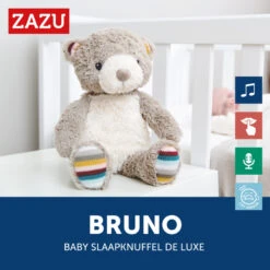 Zazu Bruno De Beer Deluxe Muzikale Slaapknuffel Met Nachtlampje ZA-BRUNO-01 -Bekend Babyartikelen Winkel zazu bruno de beer deluxe muzikale slaapknuffel met nachtlampje za bruno 01 3