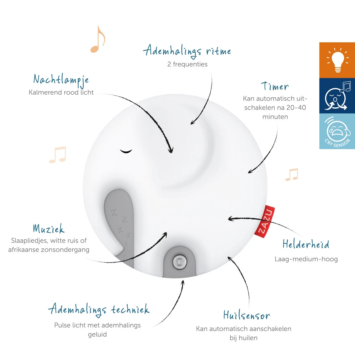 Zazu Zen Emmy De Olifant Ademhalingslamp Nachtlampje ZA-EMMY-01 7 Zazu Zen Emmy De Olifant Ademhalingslamp Nachtlampje ZA-EMMY-01 - Afbeelding 5